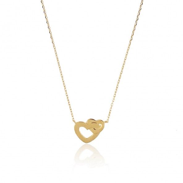 MJ Necklace 2 Hearts Gold Plated