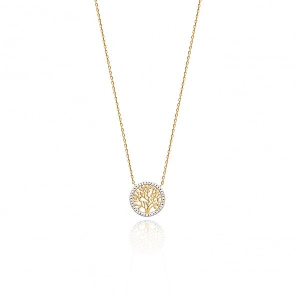Extensible Necklace Tree of Life 40 + 5 cm Zirconium Gold Plated