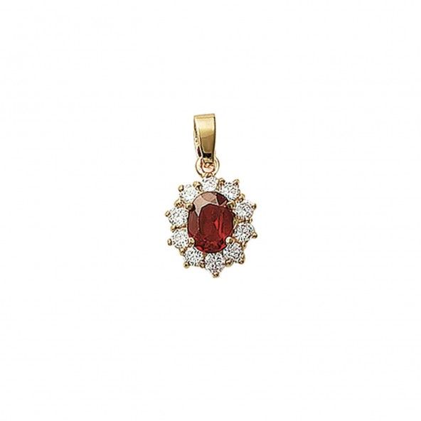 Pendant with Red Zircon Stone Gold Plated