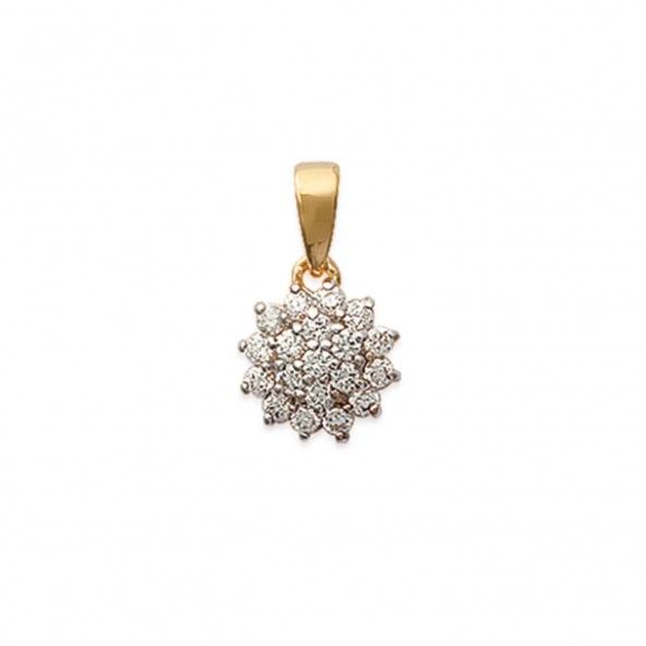 Pendant with Flower Zircon Stone Gold Plated