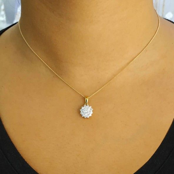 Pendant with Flower Zircon Stone Gold Plated