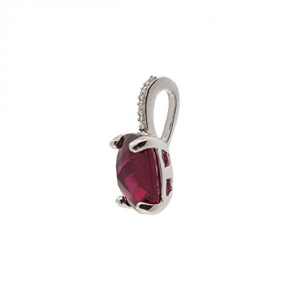 Pendant Solitaire Silver 925/1000 with Pink Zirconium 6mm