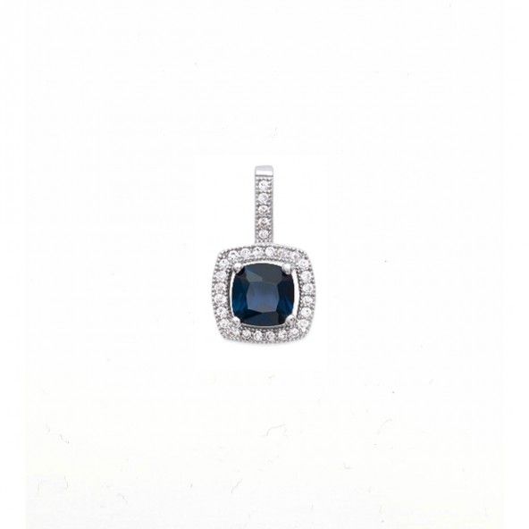 Pendant Solitaire  Silver 925/1000 with Blue and White Zirconium
