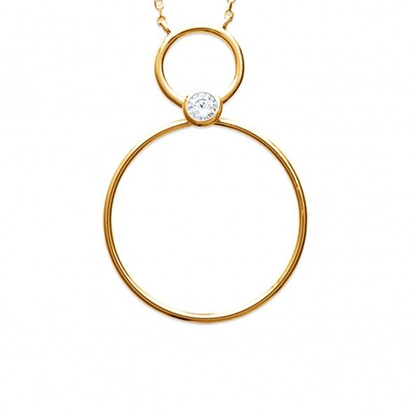 Extensible Gold Plated Necklace 40 + 5 cm Double Circle with Zirconium