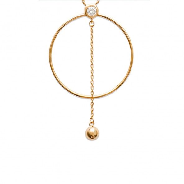 Extensible Gold Plated Necklace 40 + 5 cm Circle with Zirconium