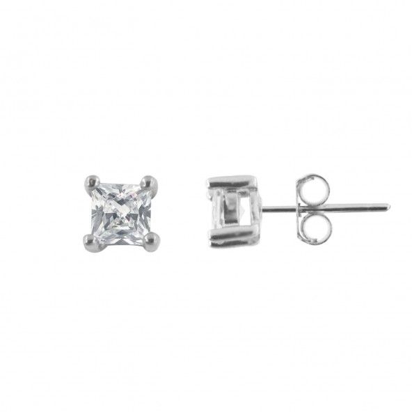 MJ Earrings 925/1000 Silver 4 mm Zirconium