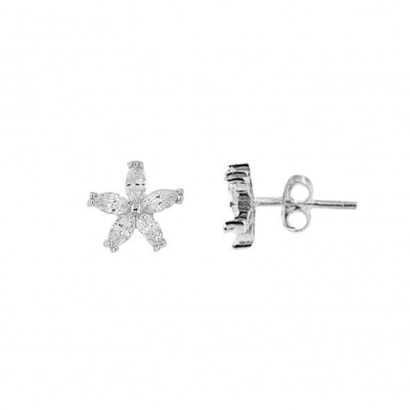 Dangling Earrings Flower 925/1000 Silver Zirconium