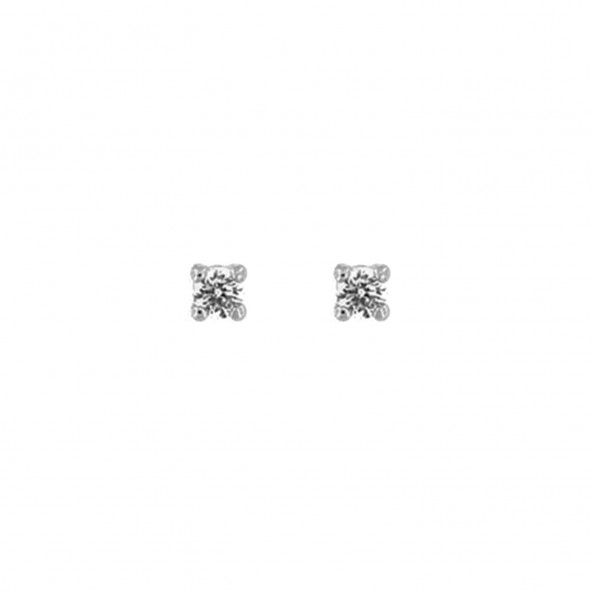 Boucles d'Oreilles Solitaire carré 2mm Zirconium Or 375/1000
