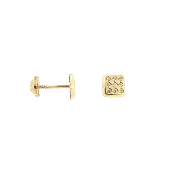 MJ Square Earrings 375/1000 Gold Zirconium