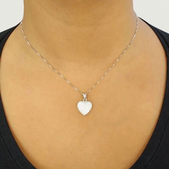 925/1000 Silver Heart Zirconium Pendent