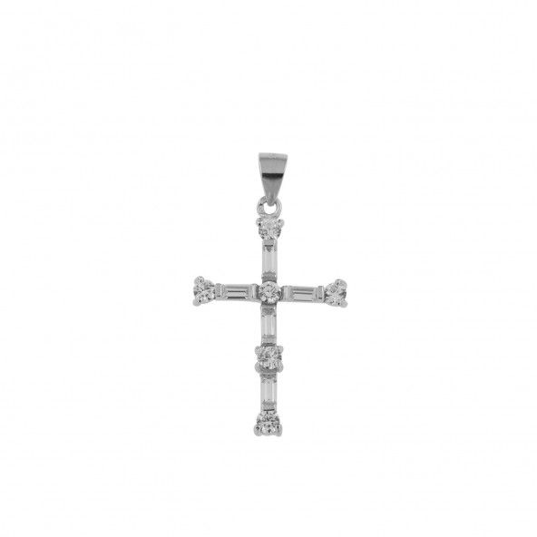 925/1000 Silver Cross Zirconium Pendent