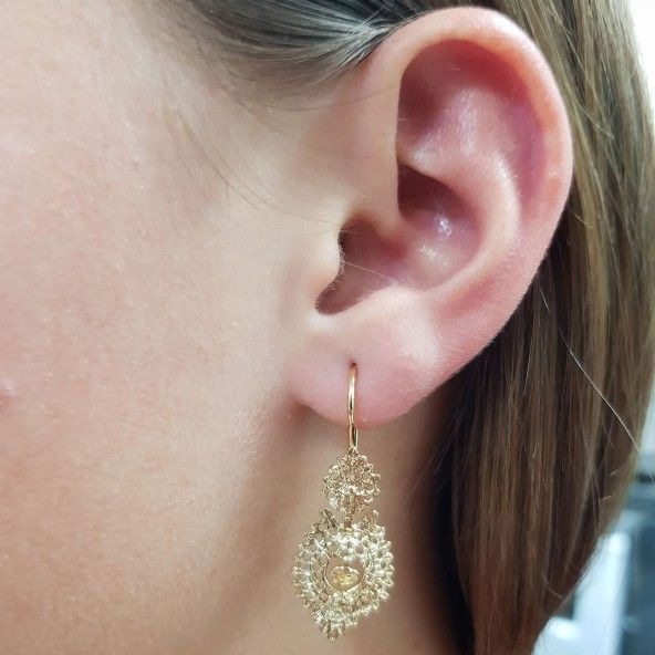 925/1000 Golden Silver Rainha Earrings  2,4 cm