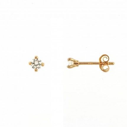 MJ Earring Round Zirconium 3 mm Gold Plated