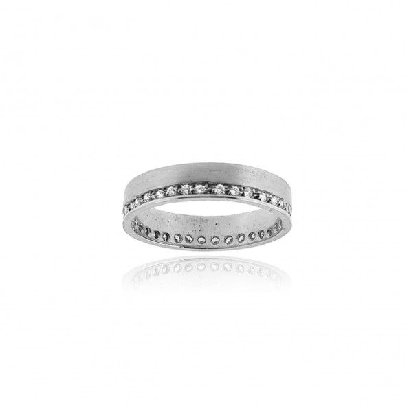 375/1000 White Gold Engagement Ring Zirconium
