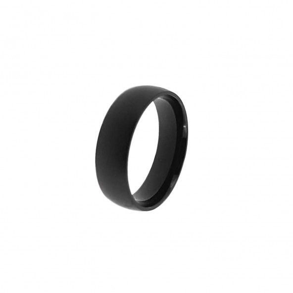 Stainless Steel Ring Smooth Black Engagement Ring 7 mm