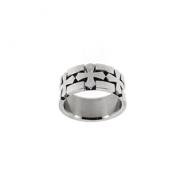 Stainless Steel Ring with 3 crosses 10mm.
