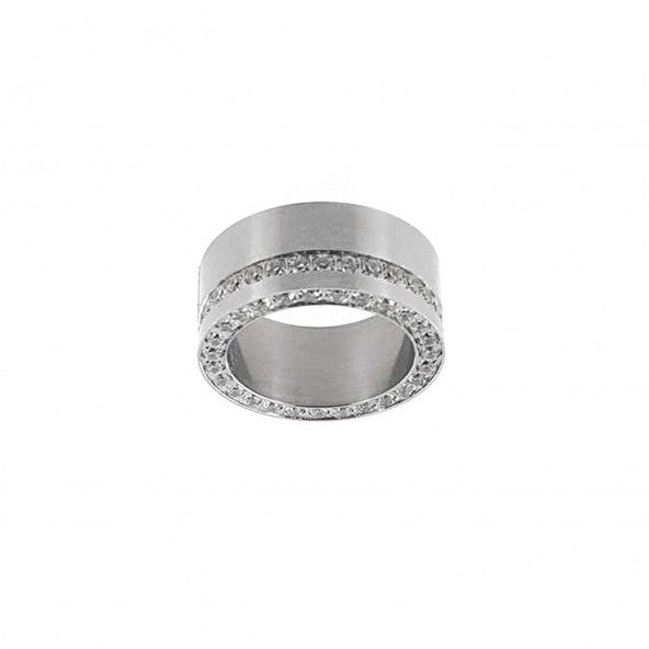 Stainless Steel Engagement Ring 1 cm with 2 Zirconium Lines