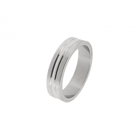 Satin Stainless Steel Engagement Ring 6 mm