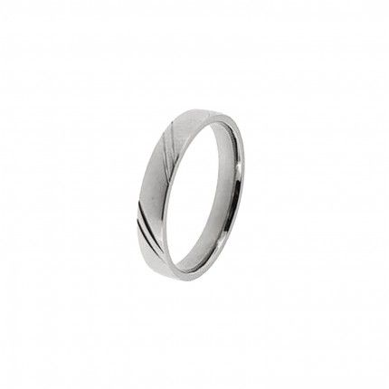 Stainless Steel Engagement Ring 4 mm with diagonal Lines