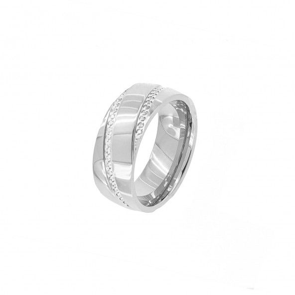 Stainless Steel Engagement Ring 8 mm with Zirconium
