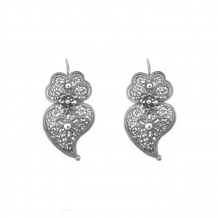 Silver 925/1000 Viana Heart Earrings 4 cm
