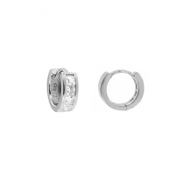 Silver 925/1000 Hoops with Square Zirconium