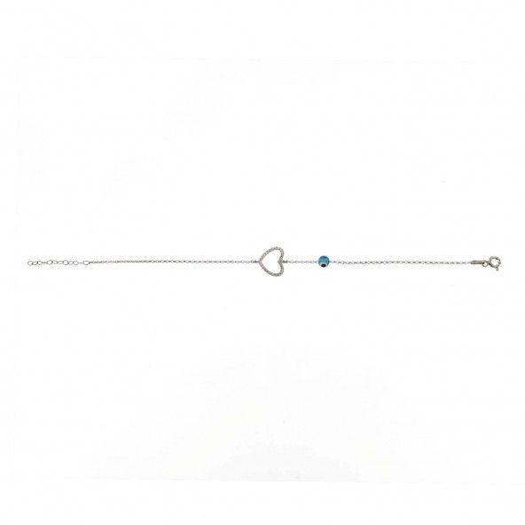 925/1000 Silver Amulet Bracelet with Heart Line