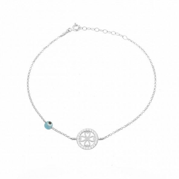 925/1000 Silver Four-leaf Clover Amulet Bracelet