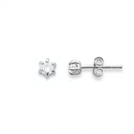 Solitaire Earrings 925/1000 Silver With 3mm Zirconium