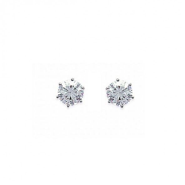 Solitaire Earrings 925/1000 Silver With 6mm Zirconium