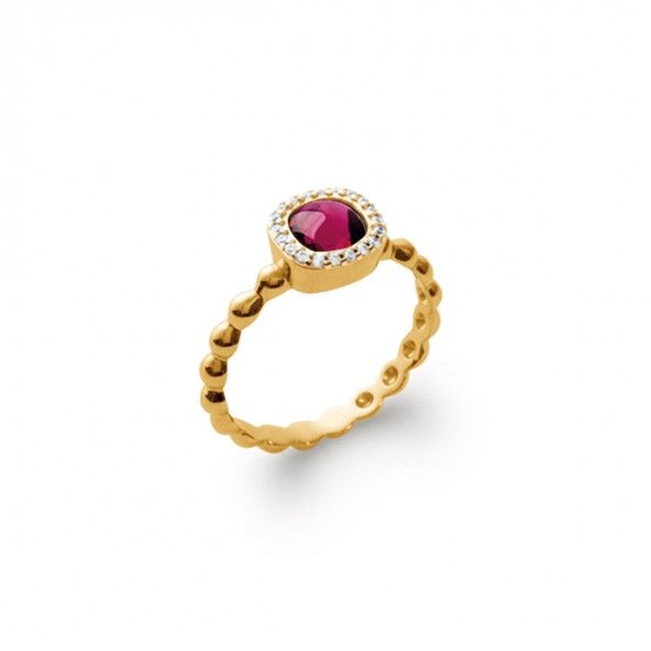 Gold Plated Solitary Ring with Pink Zirconium and Small White's 9mm.