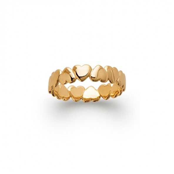 Gold Plated Ring with hearts without stones 4mm.