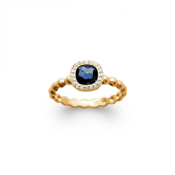 Gold Plated Solitary Ring with Blue Zirconium and Small White's 9mm.
