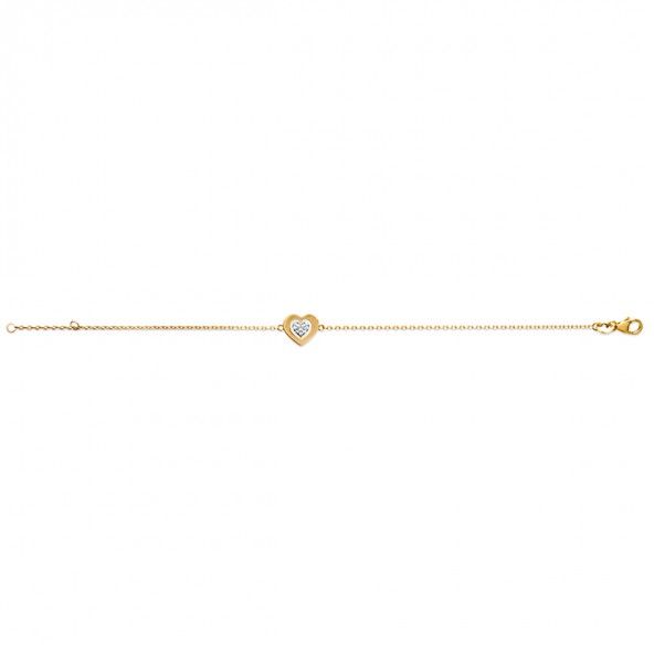 Gold Plated Heart Bracelet with Zirconia 16cm / 18cm.