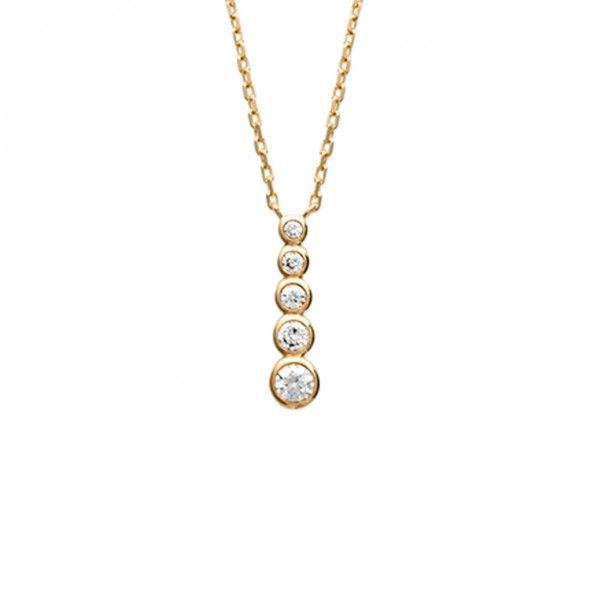 Gold Plated Chain 40cm/42cm/45cm with medal 5 Round White Zirconium with 19mm.