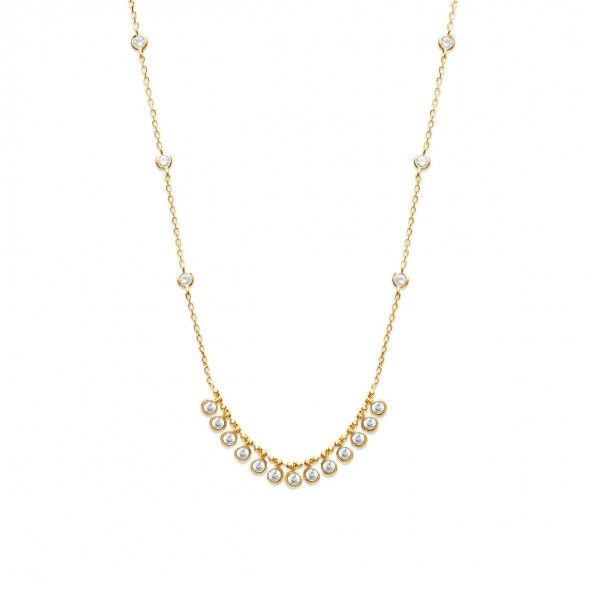 Gold Plated Chain 40cm / 42cm / 45cm with many round white Zirconia with 4mm.