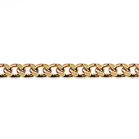 Gold Plated Gourmette mesh Chain 50 cm Lenght, 2 mm Width.