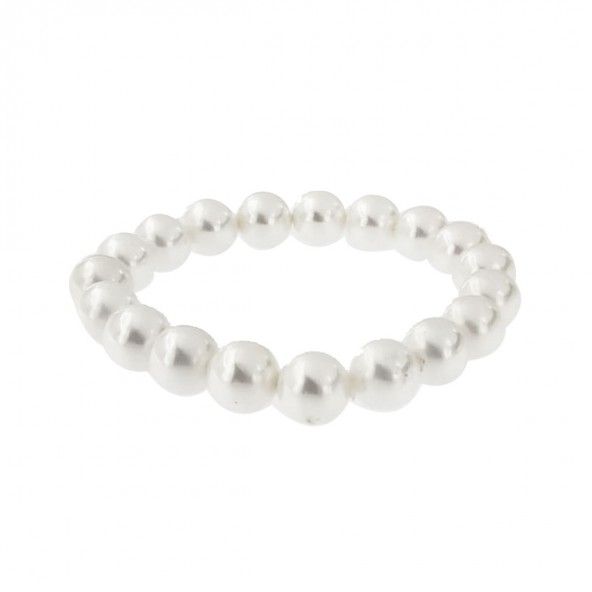 Elastic Bracelet Synthetic White Pearls with 11mm.