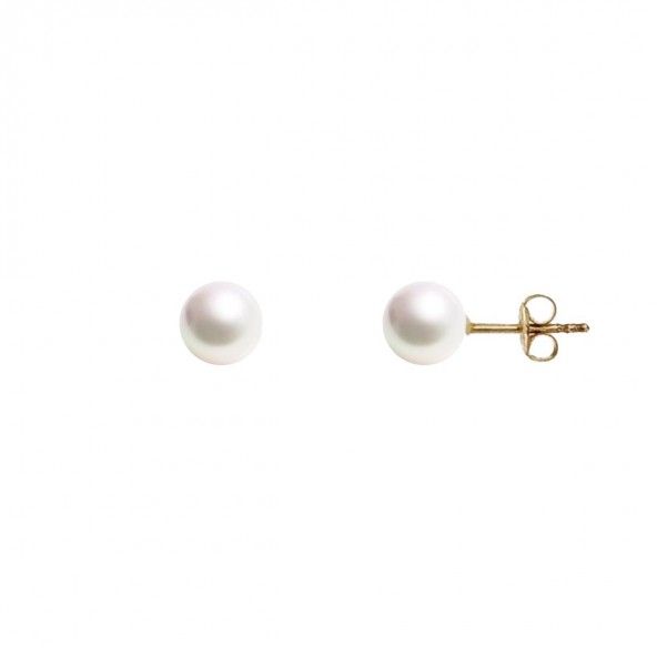 375/1000 Gold Stud with white Pearl 9 mm