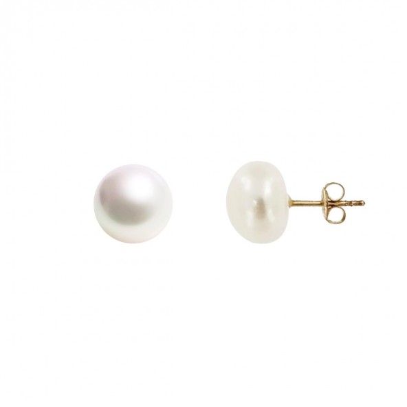 375/1000 Gold Stud with white 9 mm Pearl