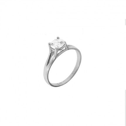 375/1000 Solitaire White Gold Ring with Zirconium Stone