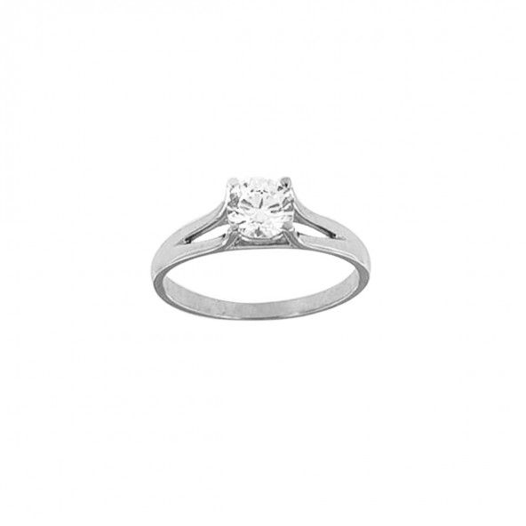 375/1000 Solitaire White Gold Ring with Zirconium Stone