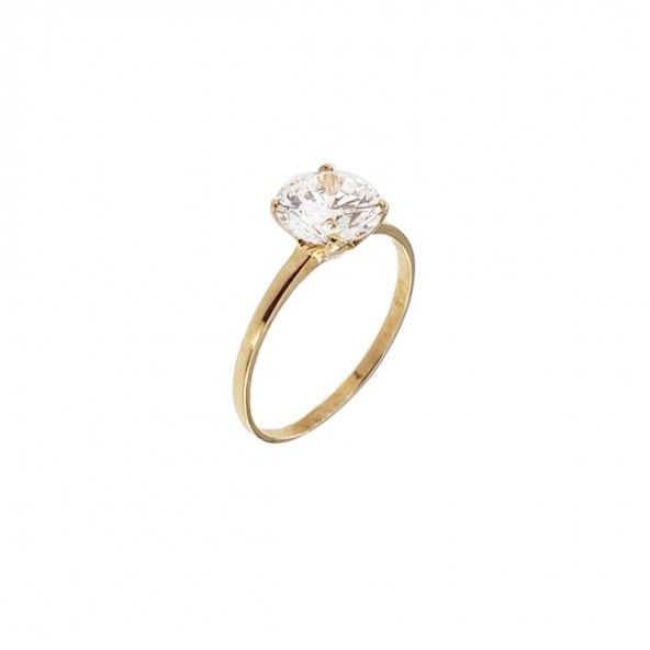 375/1000 Gold Solitaire Ring with Zirconium Stone 8mm