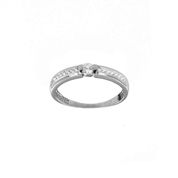 375/1000 White Gold Ring with Zirconium Stones
