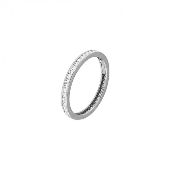 375/1000 White Gold Ring with Zirconium Stones 2mm