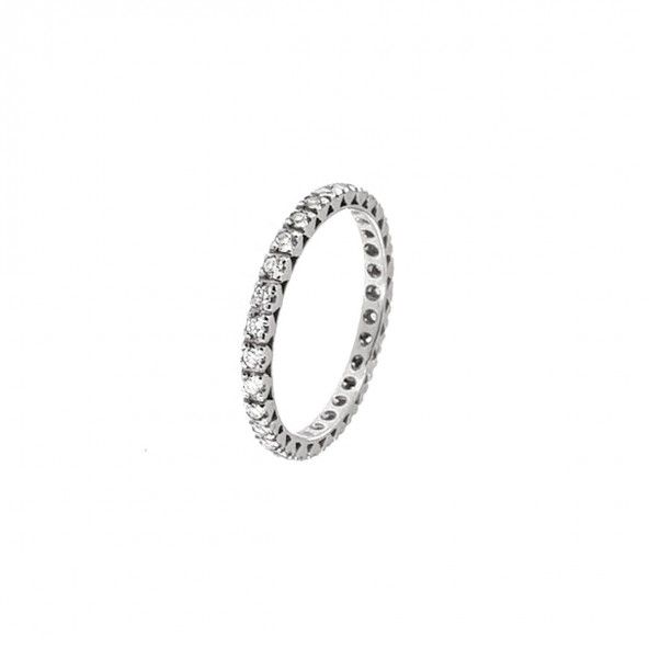 375/1000 White Gold Ring 2mm with Zirconium Stones