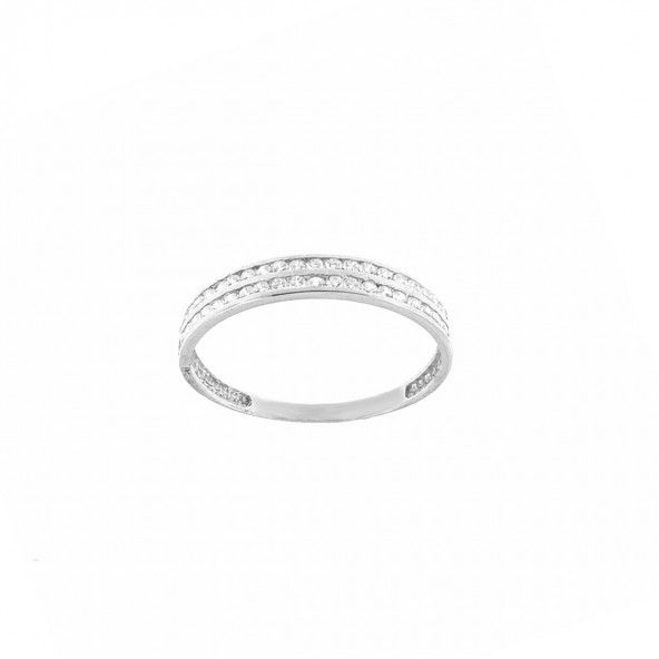 375/1000 White Gold Wedding Ring 3mm with Zirconium Stones