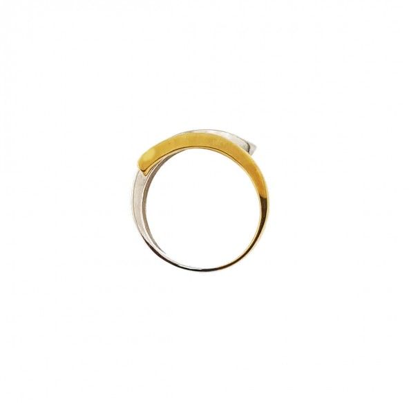 Bicolor 375/1000 Gold Ring with 3 Zirconium Stones