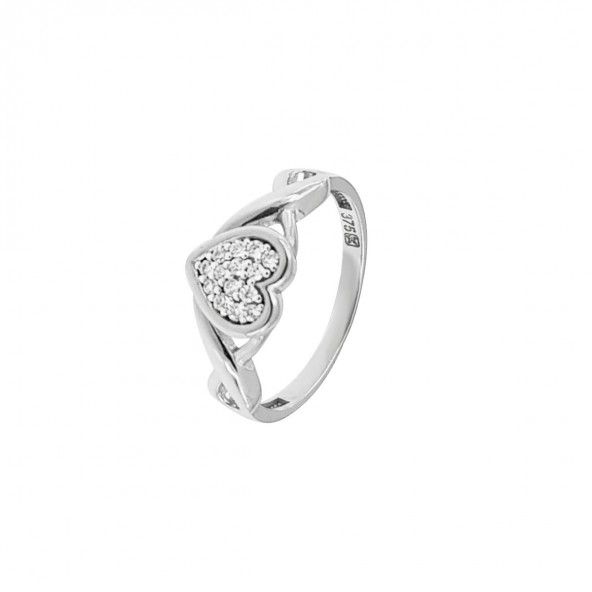 375/1000 White Gold Ring with Zirconium Stones Heart
