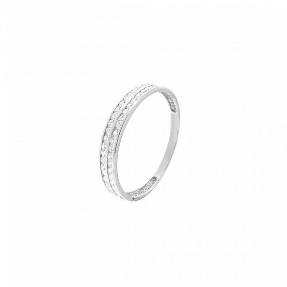 375/1000 White Gold Wedding Ring 3mm with Zirconium Stones